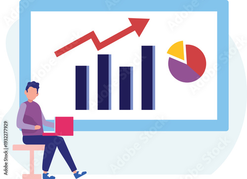The boy is making graph.