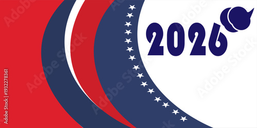 2026 Football " Soccer" World cup with color Flags of the Co-Host Flags of USA "America", Canada, and Mexico. banners with red green blue shapes for world cup 2026 background