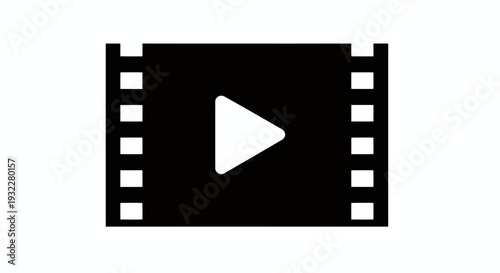 Icon of a black filmstrip with a white play button in the center, representing video and media graphics.