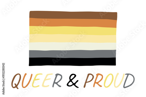 Colorful Bear brotherhood pride flag Happy pride day LGBTQ community Pride Month Vector hand drawn doodle for posters, stickers, logo, cards