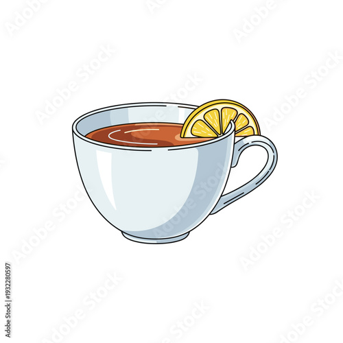 Earl Grey tea in a minimalist porcelain cup with calm mood against clean background with copy space