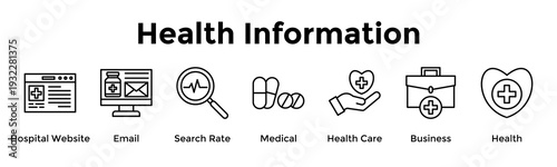 Health Information Banner Web Icon Vector Illustration Concept For Hospital Website, Email, Search Rate, Medical, Health Care, Business, Health
