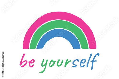 Colorful rainbow shape Polysexual pride flag Happy pride day LGBTQIA community Pride Month Vector hand drawn doodle for posters, stickers, logo, cards