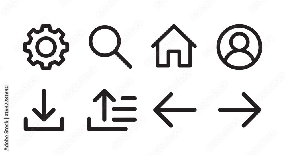Fototapeta premium Minimalist Web and Interface Line Icons Set - Vector Illustrations
