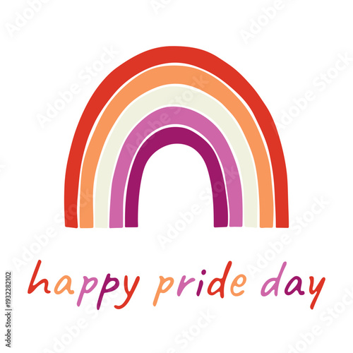Colorful rainbow shape Lesbian pride flag Happy pride day LGBTQIA community Pride Month Vector hand drawn doodle for posters, stickers, logo, cards