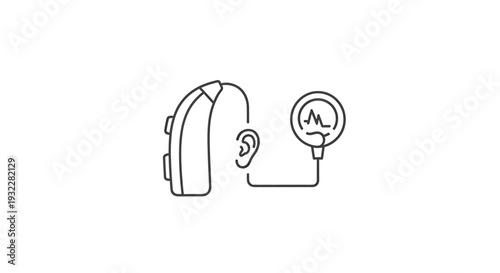Hearing Aid Icon with Pulse Monitor - Medical Health Technology Concept
