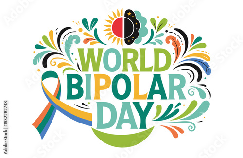 Mental Health Awareness Design Vector, World Bipolar Day Campaign Concept