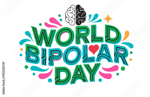 Bipolar Disorder Awareness Vector, World Bipolar Day Mental Health Concept