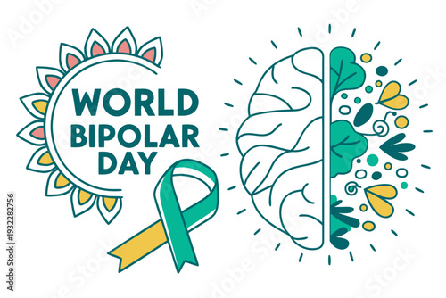 Mental Health Awareness Design Vector, World Bipolar Day Campaign Concept