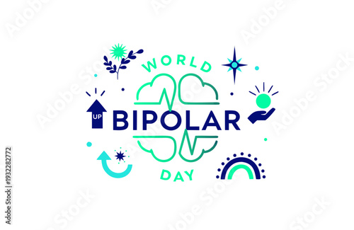 WORLD BIPOLAR DAY vector illustration isolated on white background