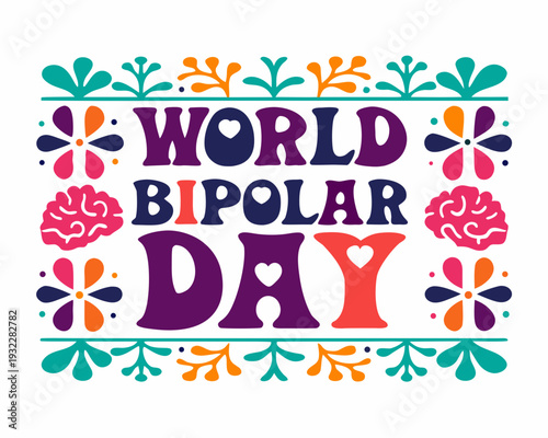 WORLD BIPOLAR DAY vector illustration isolated on white background