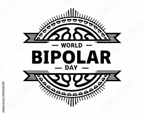 Bipolar Disorder Awareness Vector, World Bipolar Day Mental Health Concept
