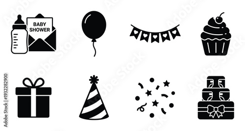 Baby shower party decoration and design elements vector illustration for graphics resources