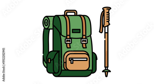 Hiking Backpack and Trekking Poles for Outdoor Adventure.