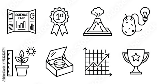 Back to school science fair trophy achievement awards education research equipment and experiment items