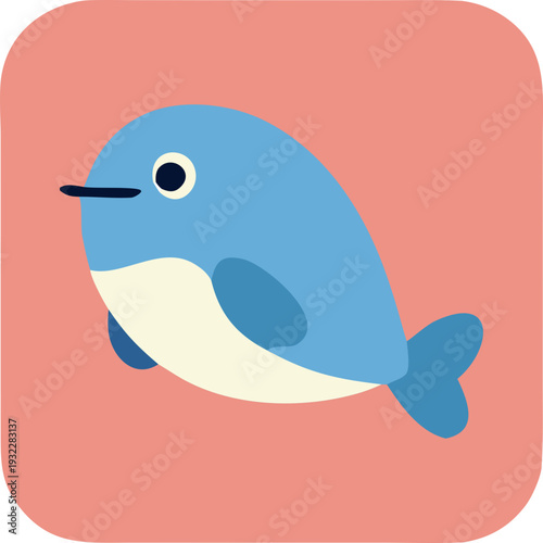 Blue bird singing on a branch with a speech bubble cute cartoon style
