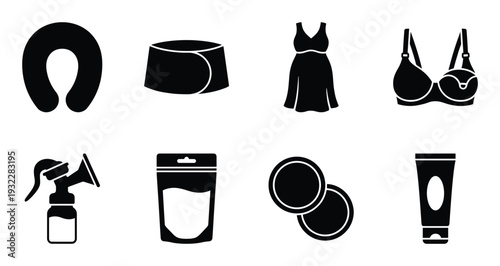 Breastfeeding accessories isolated vector illustration on transparent background of maternity product