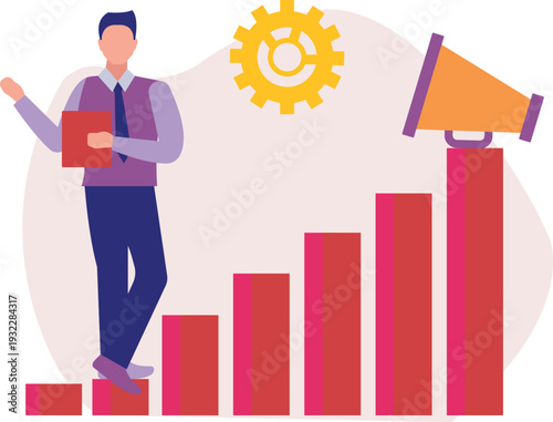 A boy is marketing about graph chart.