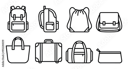 Luggage and travel set contains backpack rucksack drawstring bag shoulder bag tote bag suitcase