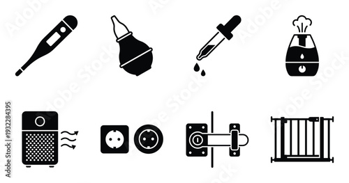 Medical supplies for kids isolated vector illustration on transparent background of child healthcare