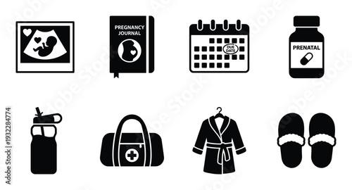 Pregnancy and maternity related elements vector illustration for graphics design and decoration