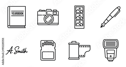 School memory album for camera film sign name photography year book student study memory