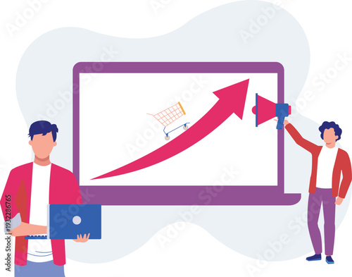 A boy is working on online business growth.