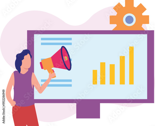 A girl is announcing graph setting