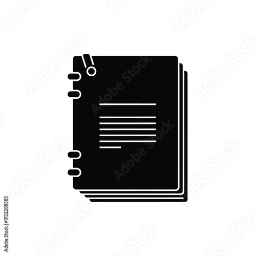 Black and white spiral bound notebook with paper