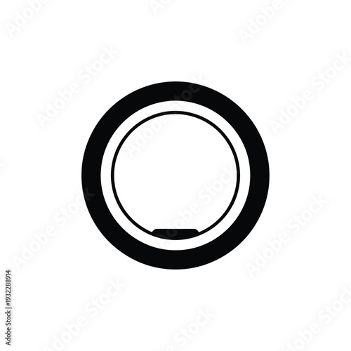 Black camera lens aperture white circle