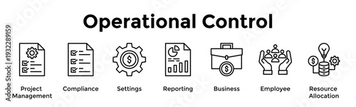 Operational Control Banner Web Icon Vector Illustration Concept For Project Management, Compliance, Settings, Reporting, Business, Employee, Resource Allocation