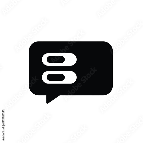 Black chat bubble with two white ovals speech