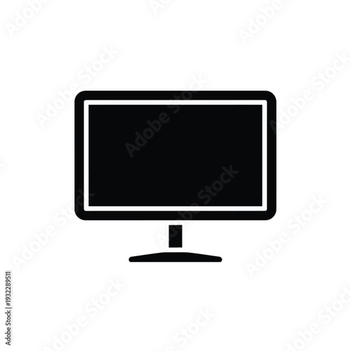 Black computer monitor screen symbol