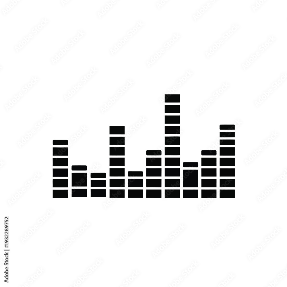 Obraz premium Black equalizer bars on white background sound audio