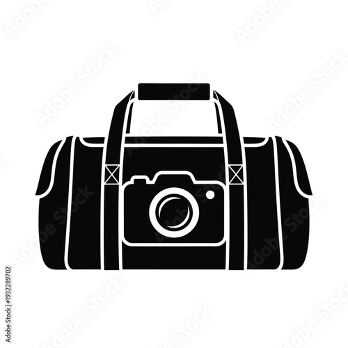 Black duffel bag with camera luggage