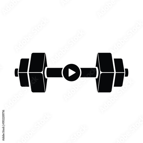 Black dumbbell with play button weight