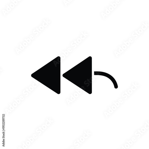 Black fast forward button with curved line white