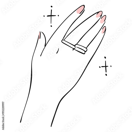 指輪を重ね付けした手のイラスト