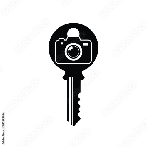 Black key with camera white symbol