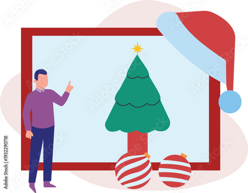 The man displaying presentation about christmas.