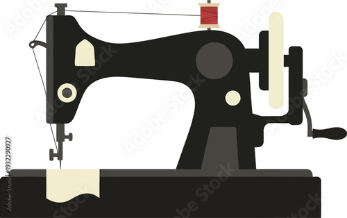Vintage Black Sewing Machine Illustration
