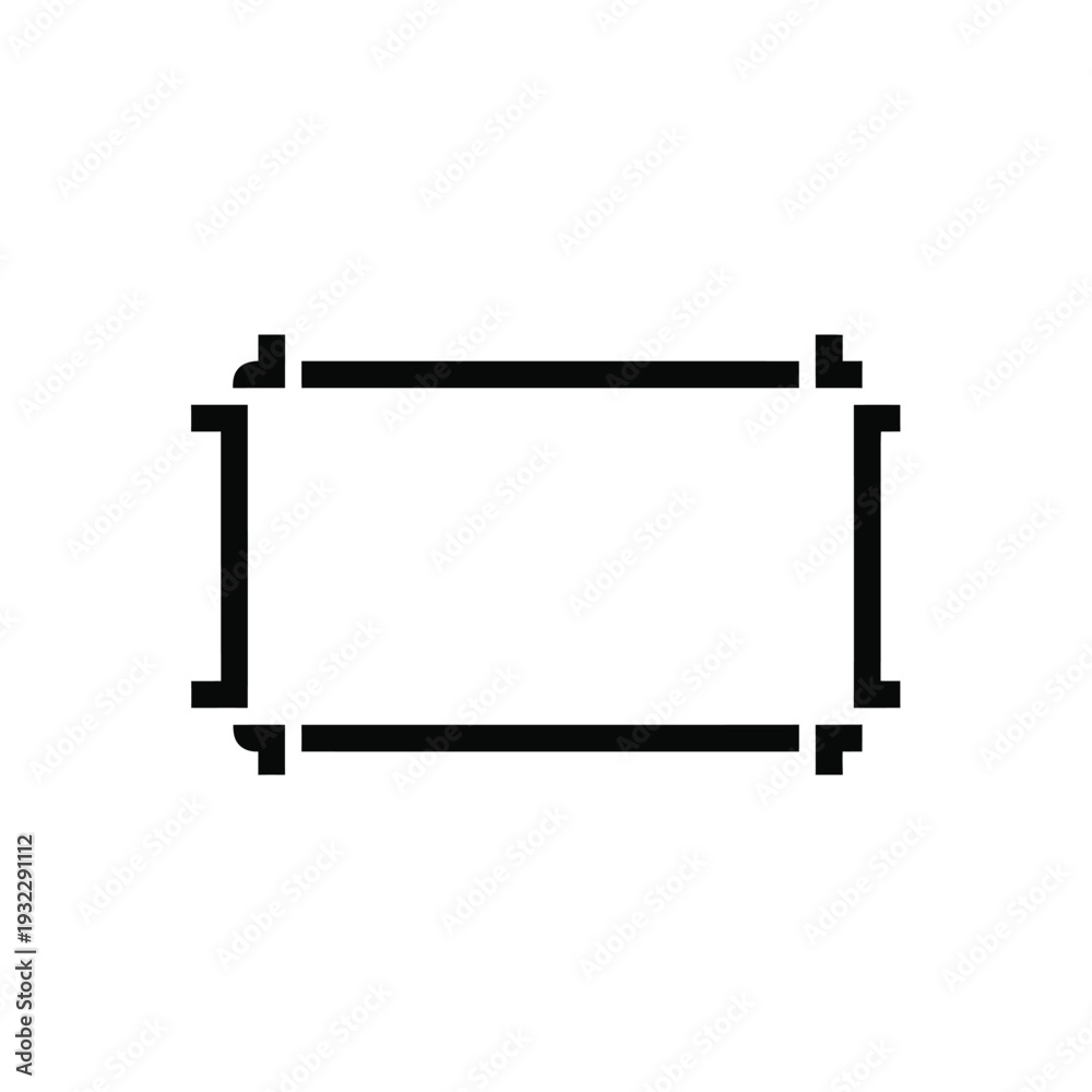 Obraz premium Black rectangle with corner notches on white background