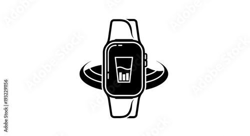 black and white smartwatch with battery icon