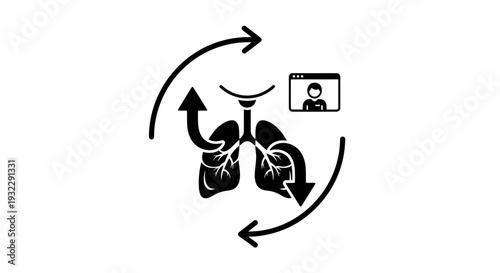 Medical lung health icon with online consultation