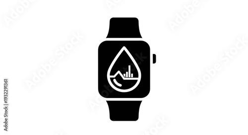 Smartwatch screen with medical health icon, black and white