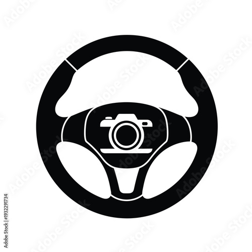 Black steering wheel with camera white