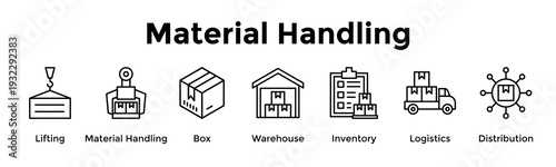 Material Handling Banner Web Icon Vector Illustration Concept For Lifting, Material Handling, Box, Warehouse, Inventory, Logistics, Distribution