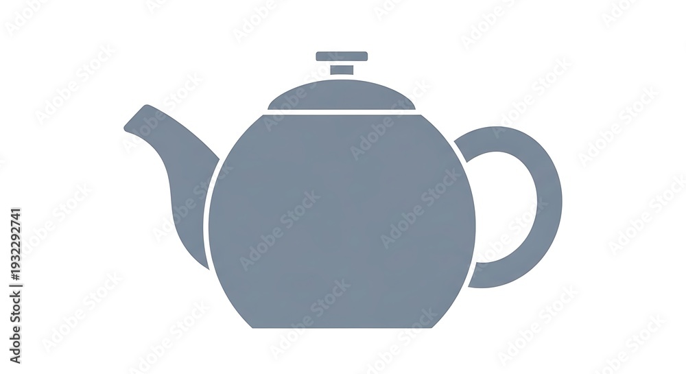 Obraz premium Gray Teapot Illustration on White Background.