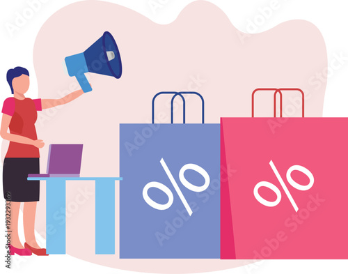 The girl is marketing discount offer.