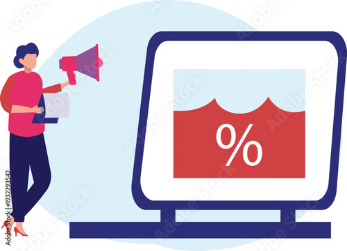 The girl is announcing discount offer